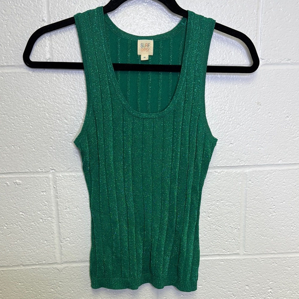 Surf Gypsy Green Ribbed Fitted Tank Top